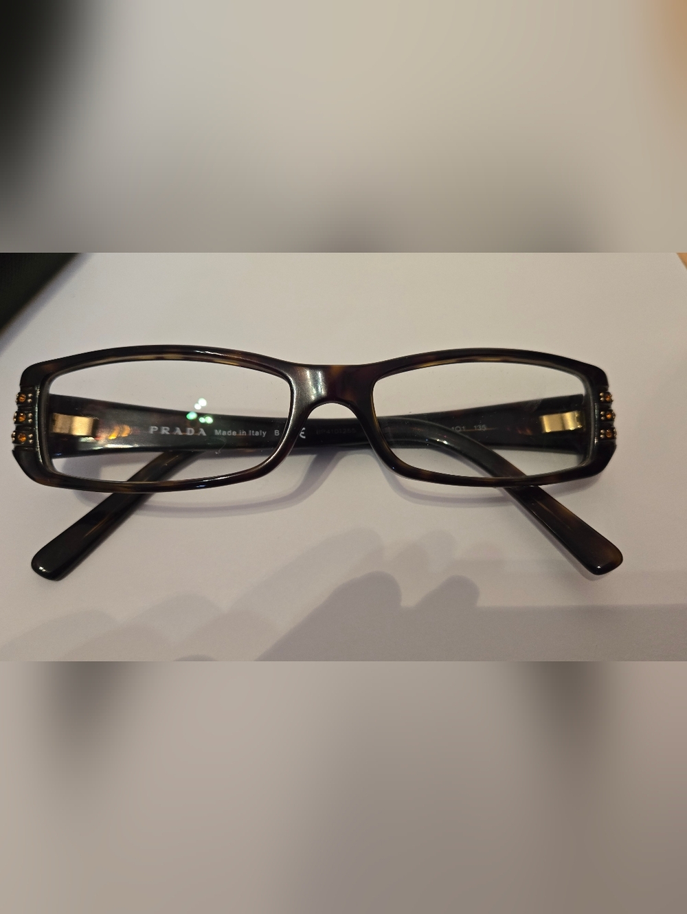 Tort Rectangular Reading Glasses with Gold Accent - Women Accessories